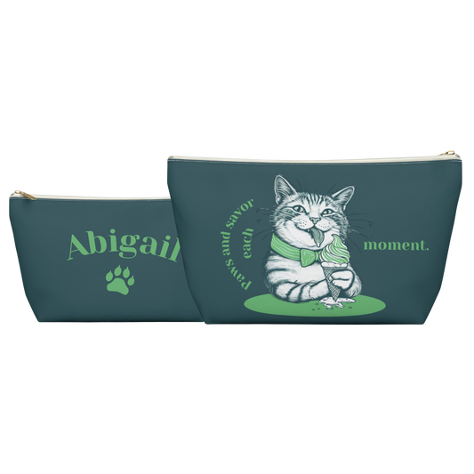 "Paws and savor each moment." Personalized Accessory Pouch