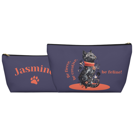 "Be fierce, be creative, be feline!" Personalized Accessory Pouch